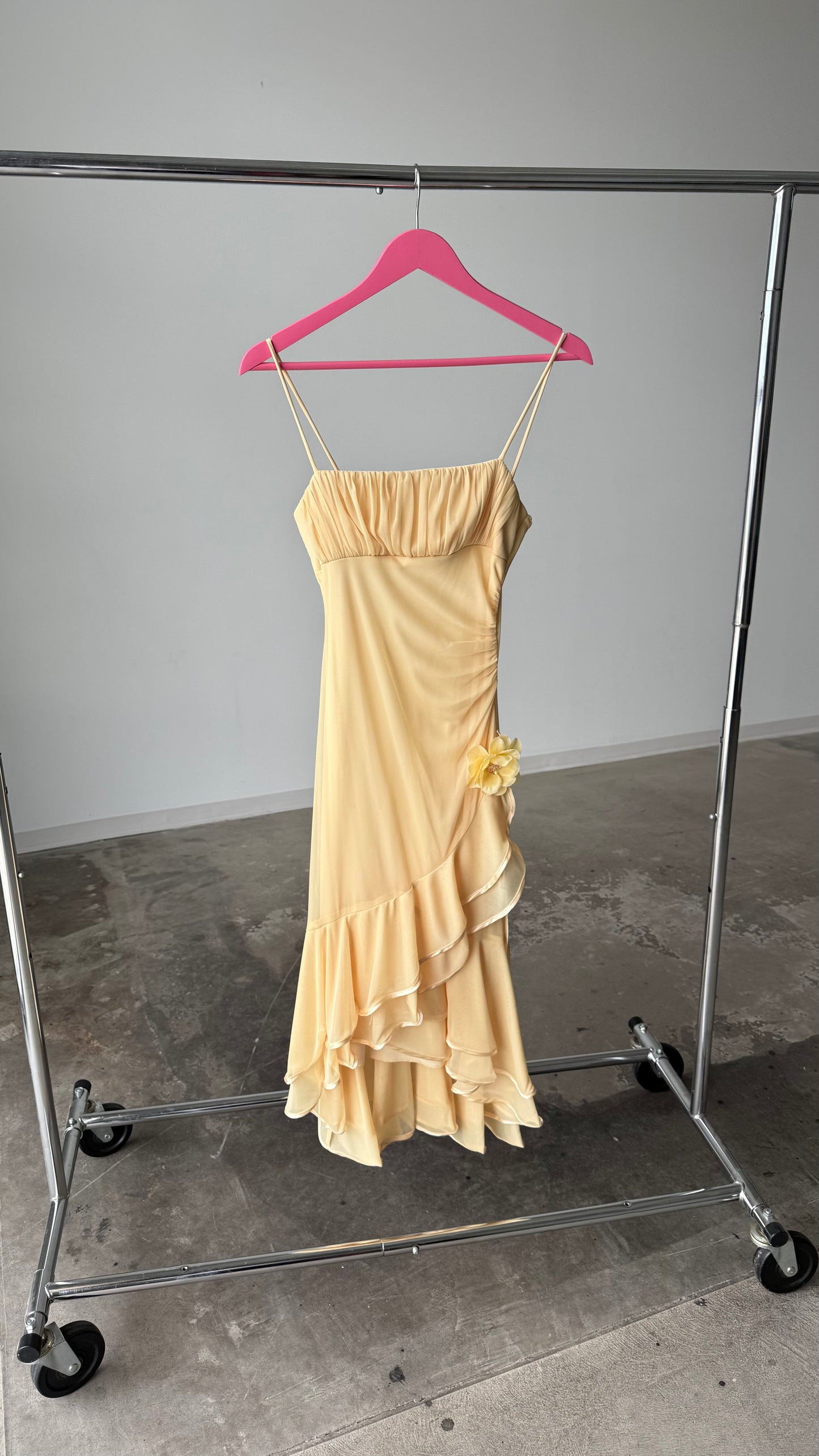 City Triangles Yellow Y2K Ruffle Dress