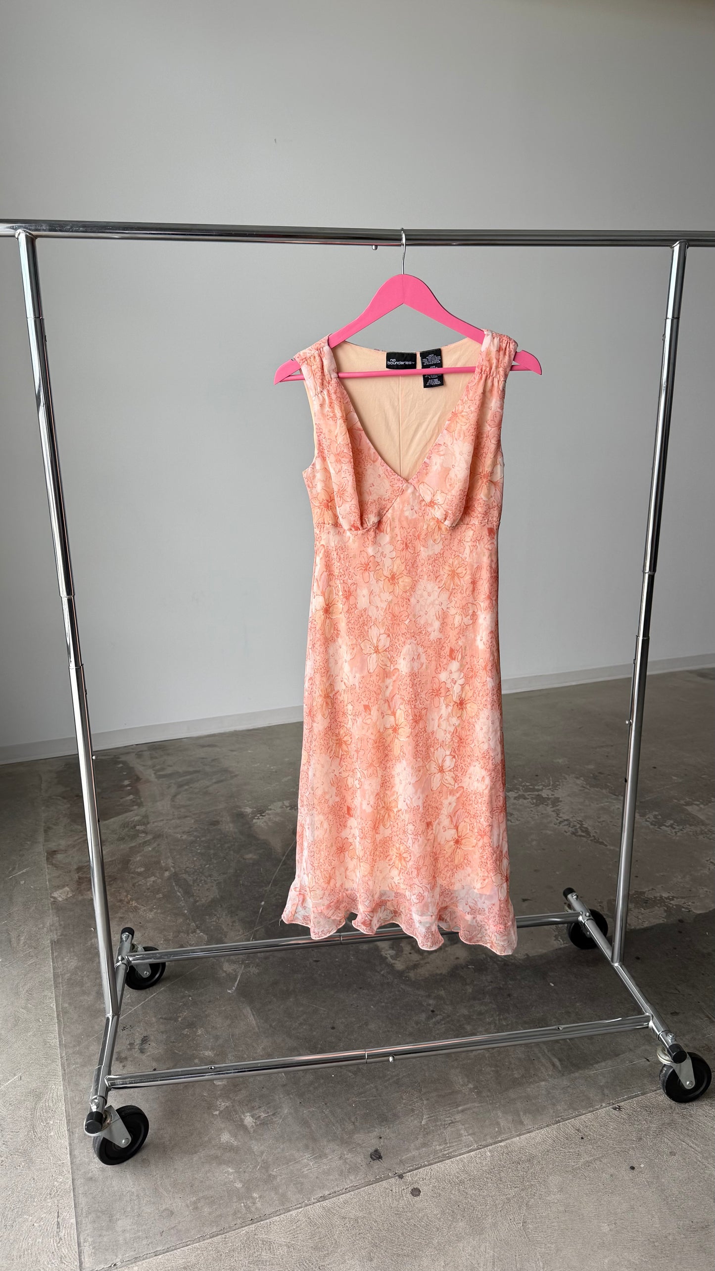 No Boundaries Y2K Peach Floral Slip Dress