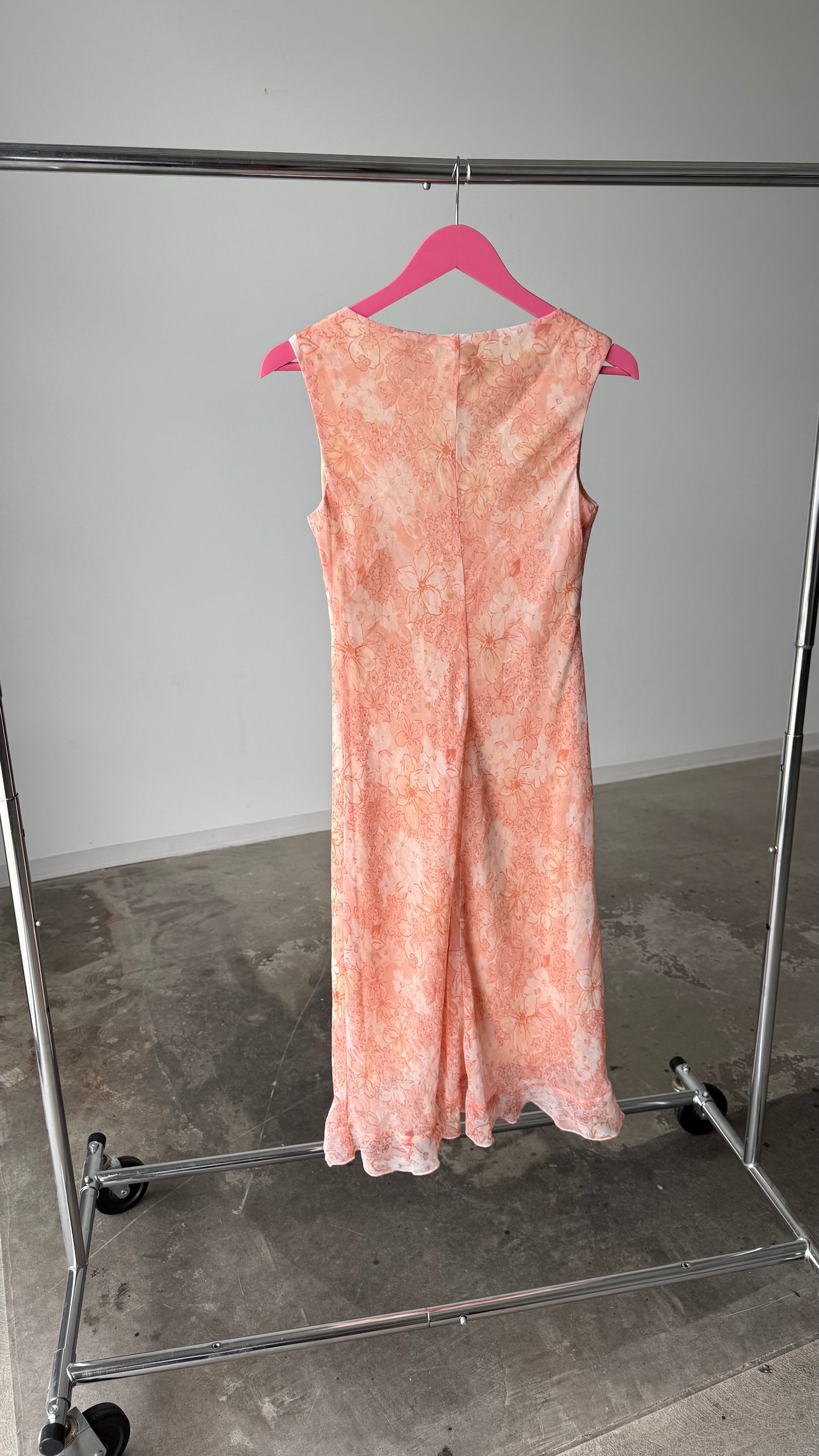 No Boundaries Y2K Peach Floral Slip Dress