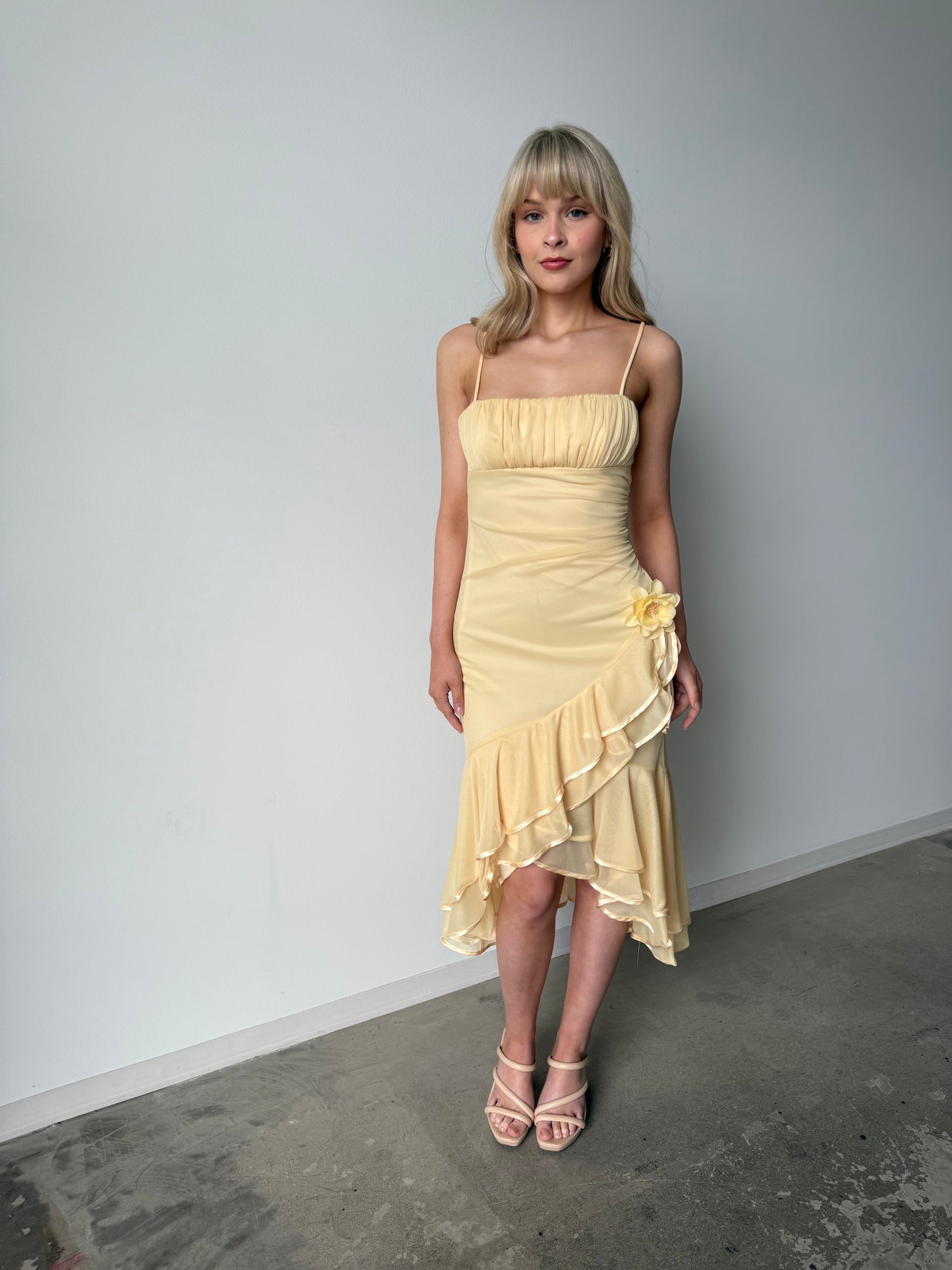 City Triangles Yellow Y2K Ruffle Dress