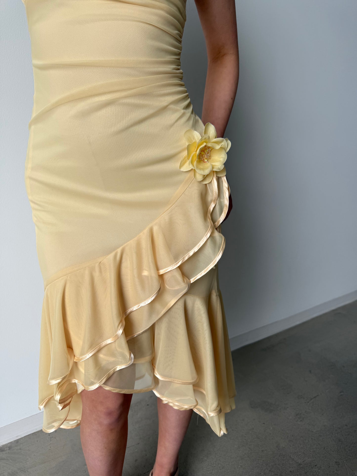 City Triangles Yellow Y2K Ruffle Dress