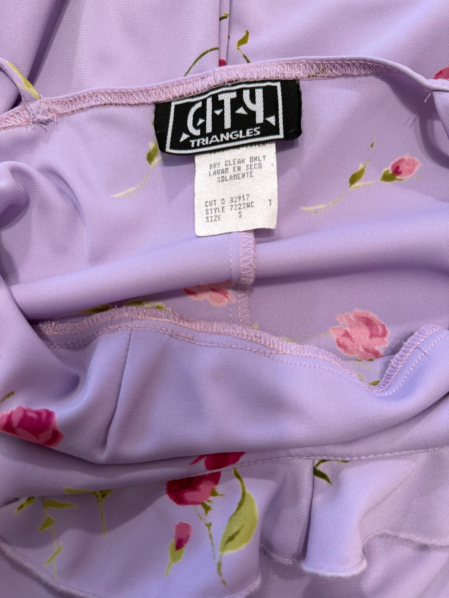 City Triangles Y2K Lilac Slip Dress – Floral & Ruffle Trim