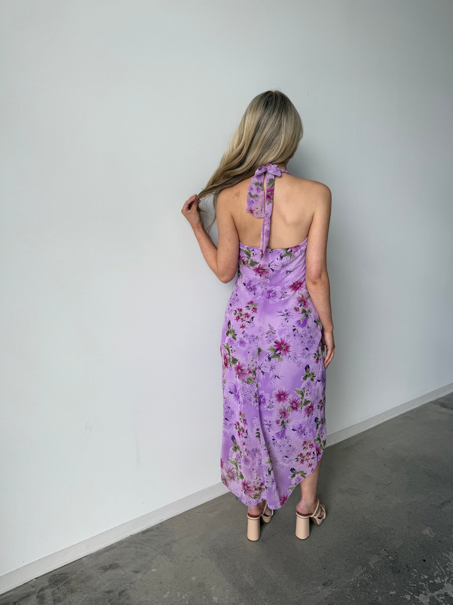Speechless Halter Lilac Floral High-Low Dress