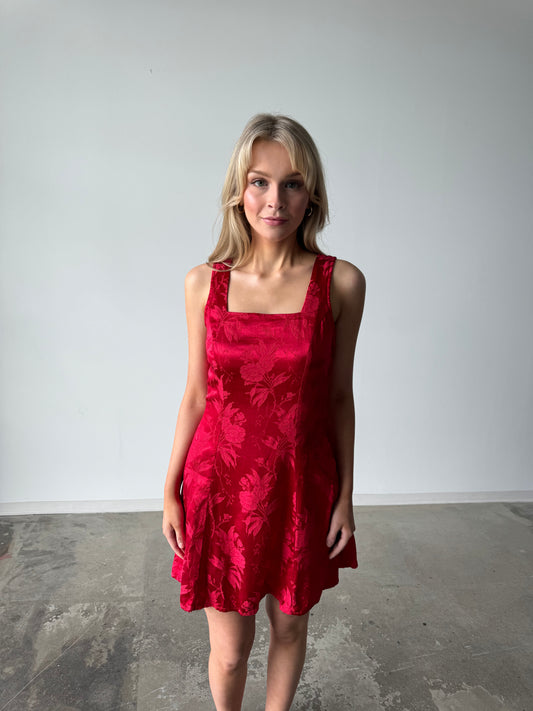 Amy Byer Y2K Red Lace Up Back Dress