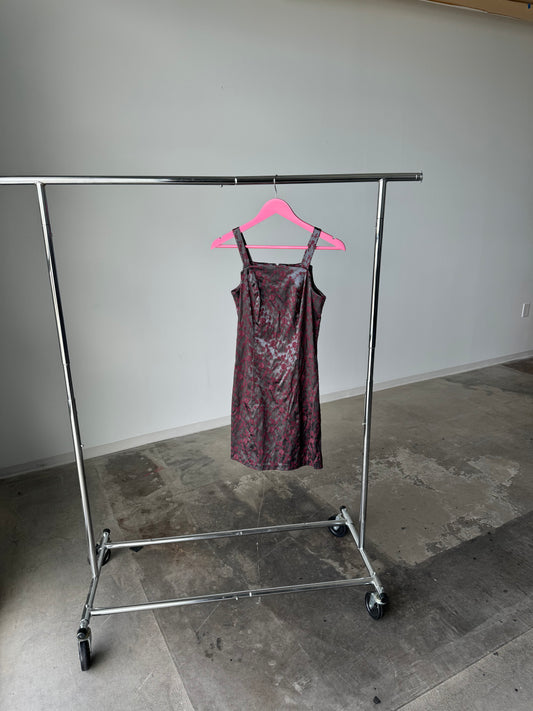 City Triangles Square Neck Y2K Burgundy Dress