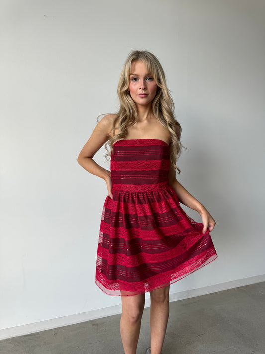 I.N. San Francisco Strapless Red Sparkle Dress