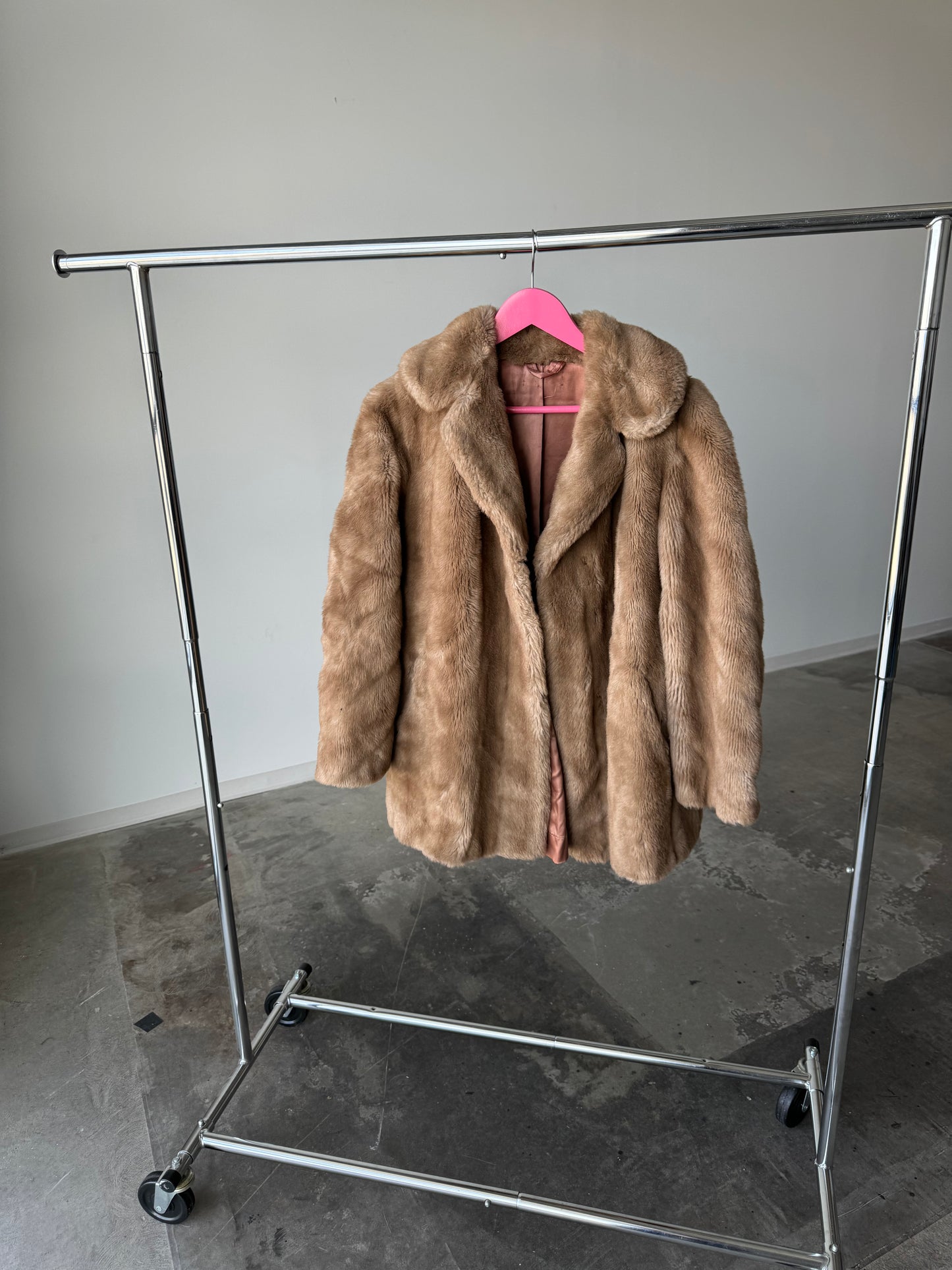 Tissavel France Tan Faux Fur Coat