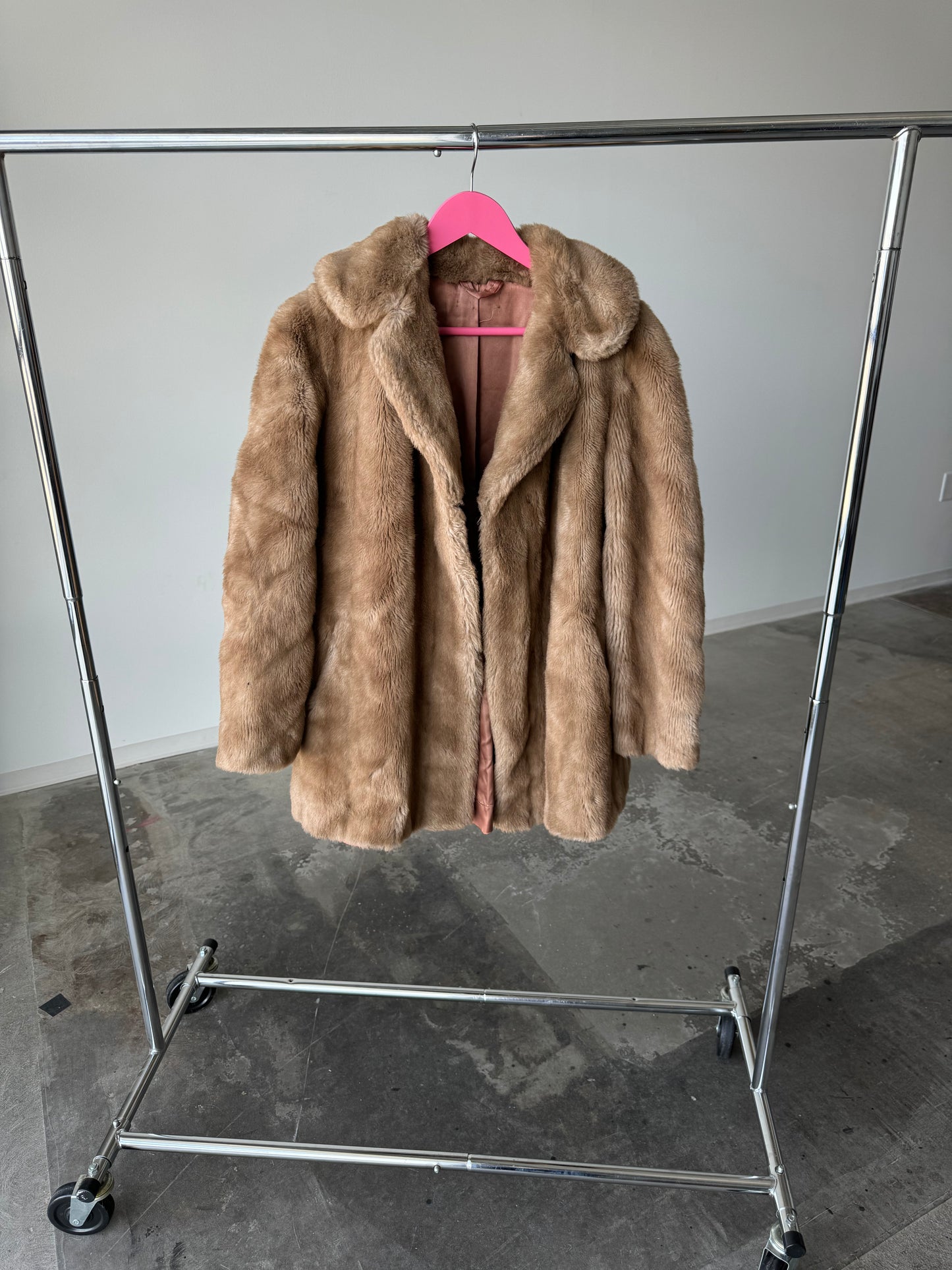 Tissavel France Tan Faux Fur Coat