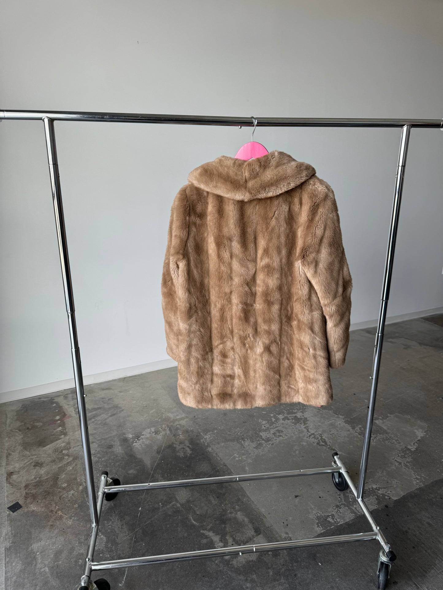 Tissavel France Tan Faux Fur Coat